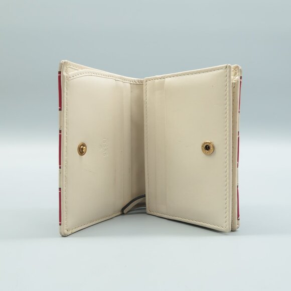 GUCCI White&Red Trompe L'Oeil Leather Wallet - Picture 10 of 12